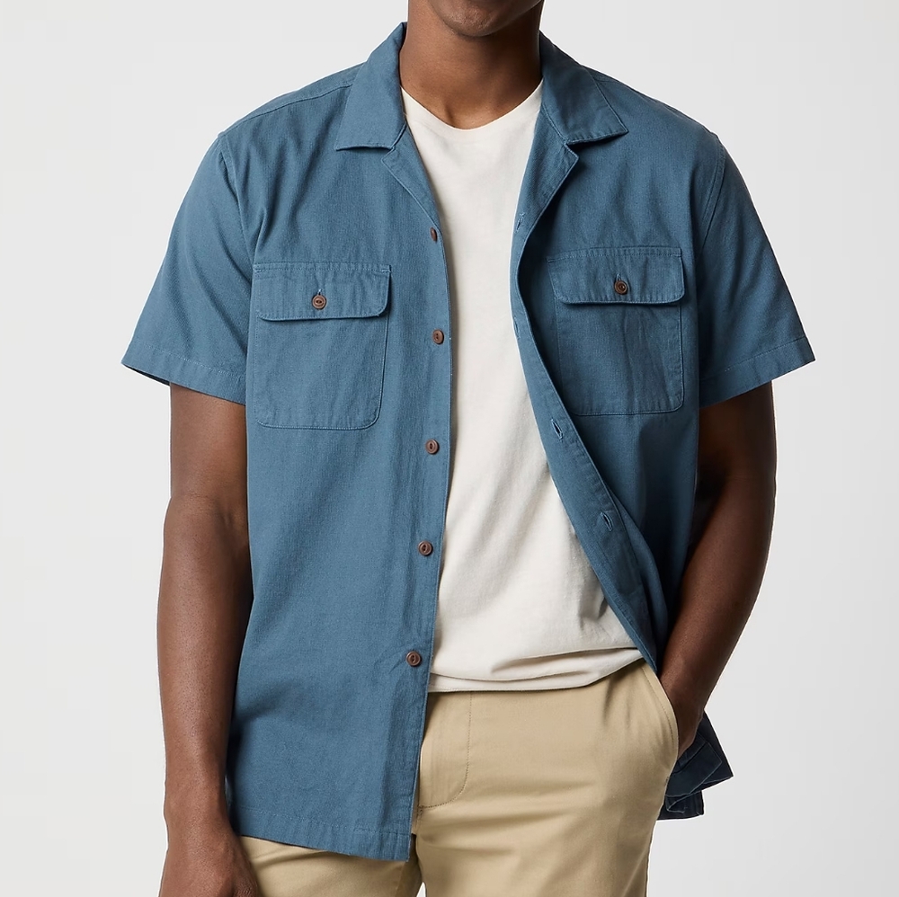 J. Crew Men's Textured Corduroy Camp Shirt Size Medium NEW